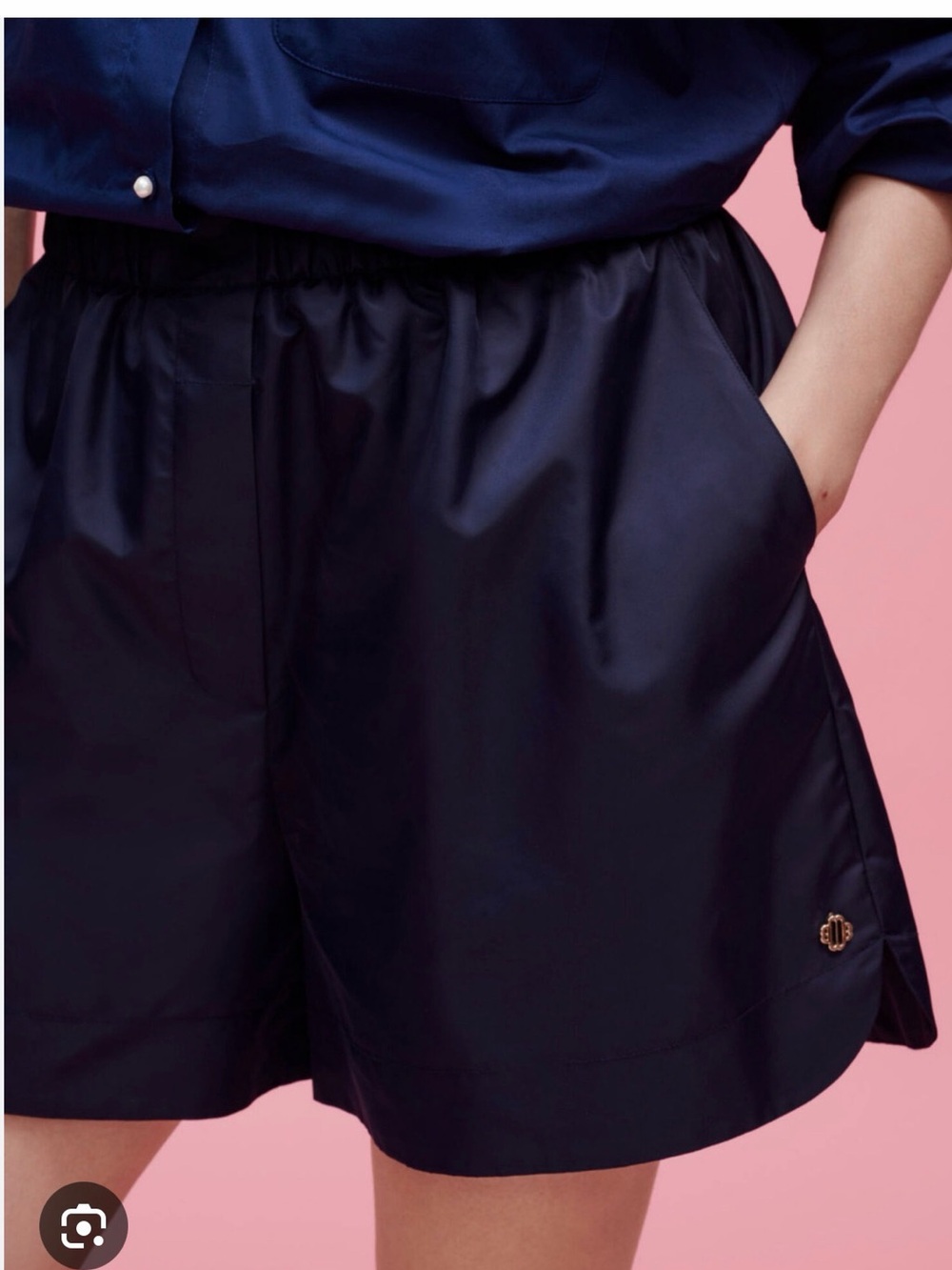 Maje Navy Elastic-Waist Athletic Shorts